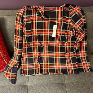 NWT Jcrew tissue turtleneck. Holiday plaid.